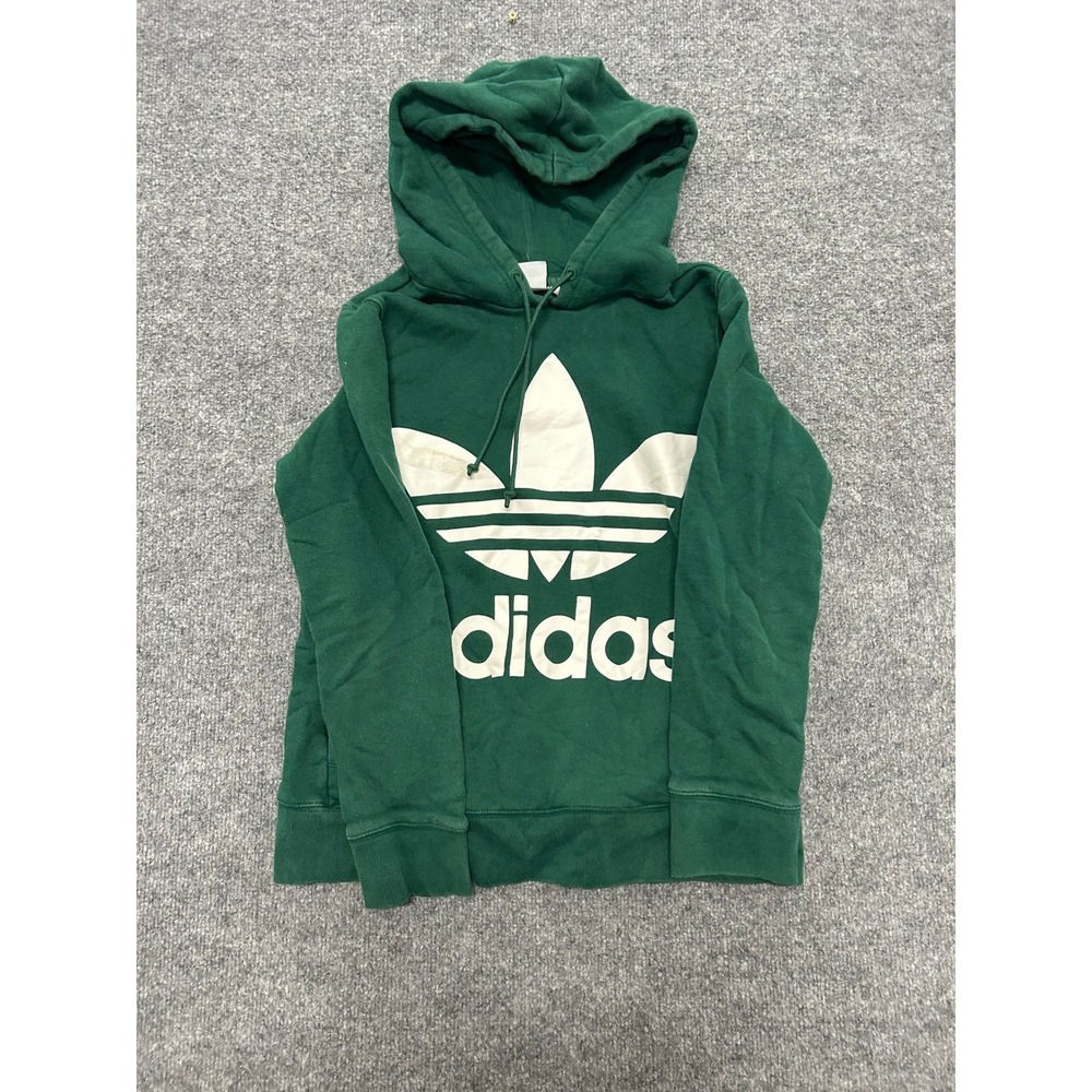 Adidas Hoodie Womens Size S Green Trefoil Logo Pullover Long Sleeve Sweatshirt
